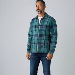 Vans Men's Green and Blue Plaid Shirt Jacket